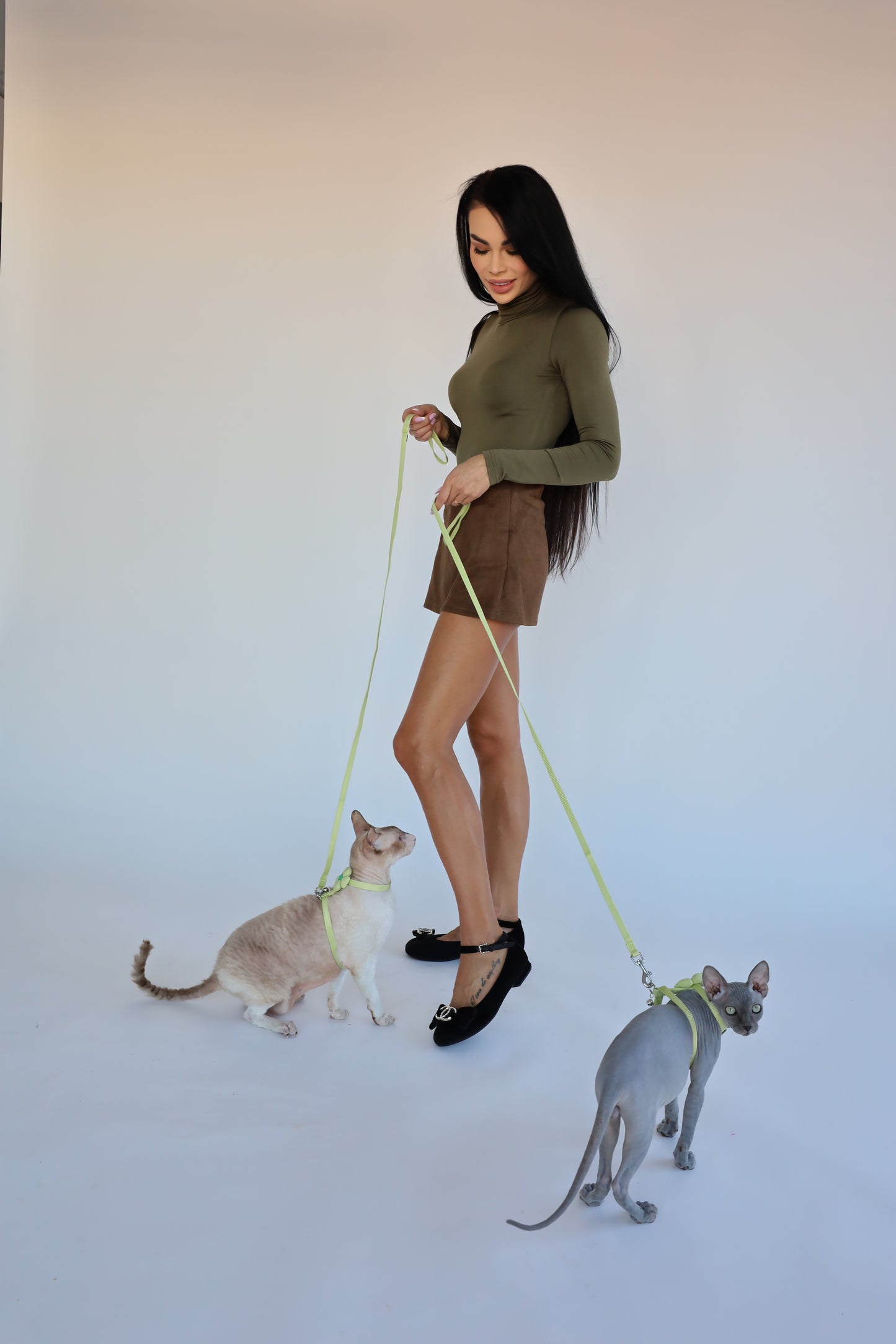 Postroj s vodítkem pro kočky Mint Blossom – bezpečný, nastavitelný a stylový